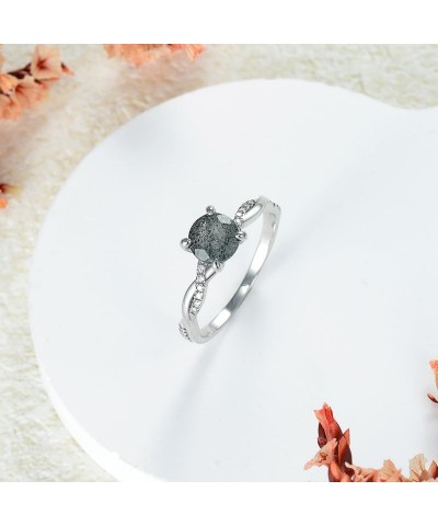 Natural Herkimer Diamond Ring for Women - 1.0 Carat Round Salt and Pepper Diamond Ring 925 Sterling Silver Dainty Herkimer En...