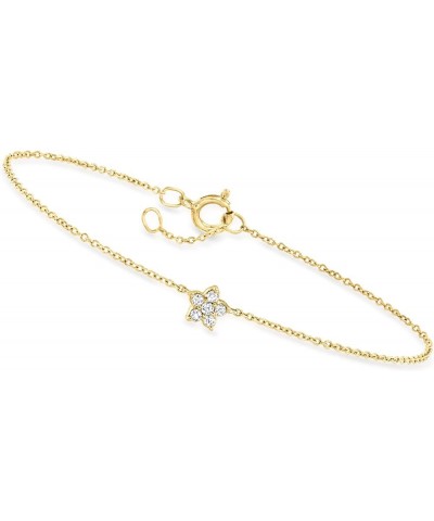 Canaria 0.10 ct. t.w. Diamond Flower Bracelet in 10kt Yellow Gold 6.5 Inches $43.20 Bracelets