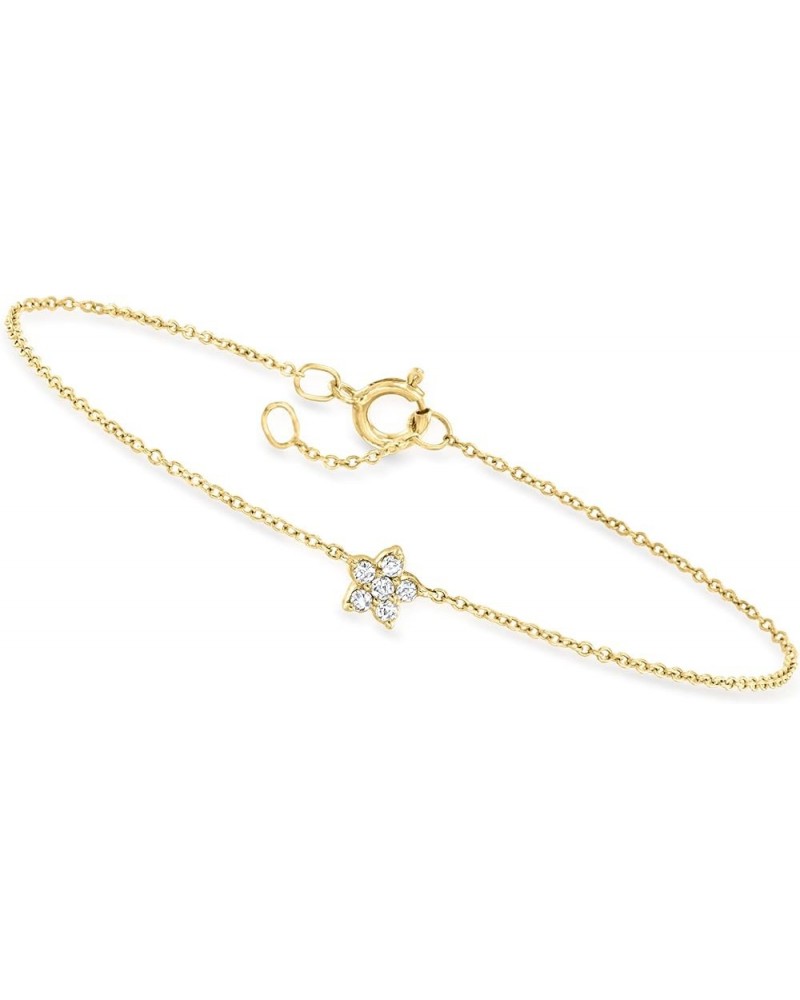 Canaria 0.10 ct. t.w. Diamond Flower Bracelet in 10kt Yellow Gold 6.5 Inches $43.20 Bracelets