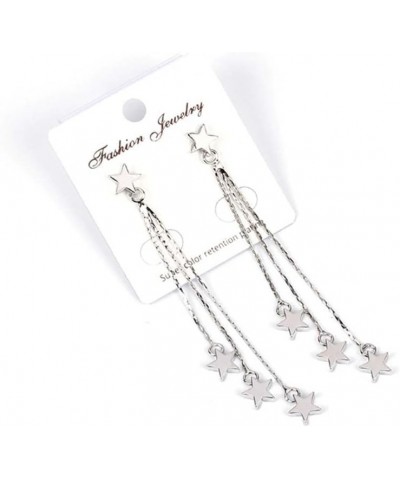 Temperament Long Star Tassel Drop Dangle Earrings for Women Five-Pointed Star Stud Earrings for Girls Shiny Starlight Hollow ...