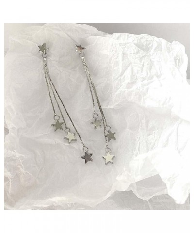 Temperament Long Star Tassel Drop Dangle Earrings for Women Five-Pointed Star Stud Earrings for Girls Shiny Starlight Hollow ...