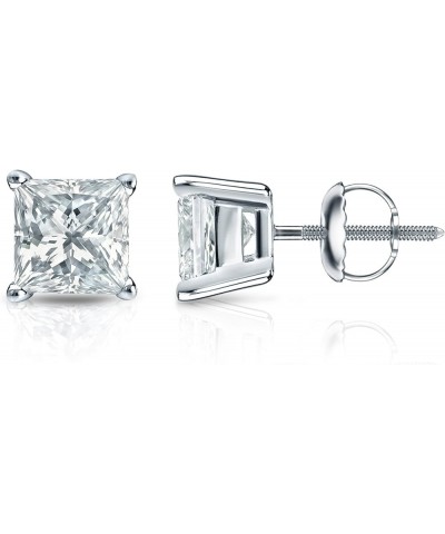 IGI Certified 1 to 5 Carat Princess Cut Lab Grown Diamond Stud Earrings for Women in 14k Gold or Platinum (E-F Color, SI1-SI2...