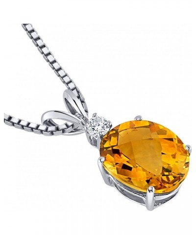 14K White Gold Citrine and Diamond Pendant, Natural Gemstone Birthstone, 2.30 Carats Oval Shape, 10x8mm $67.08 Necklaces