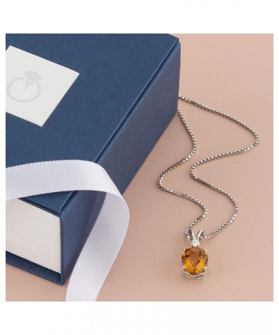 14K White Gold Citrine and Diamond Pendant, Natural Gemstone Birthstone, 2.30 Carats Oval Shape, 10x8mm $67.08 Necklaces