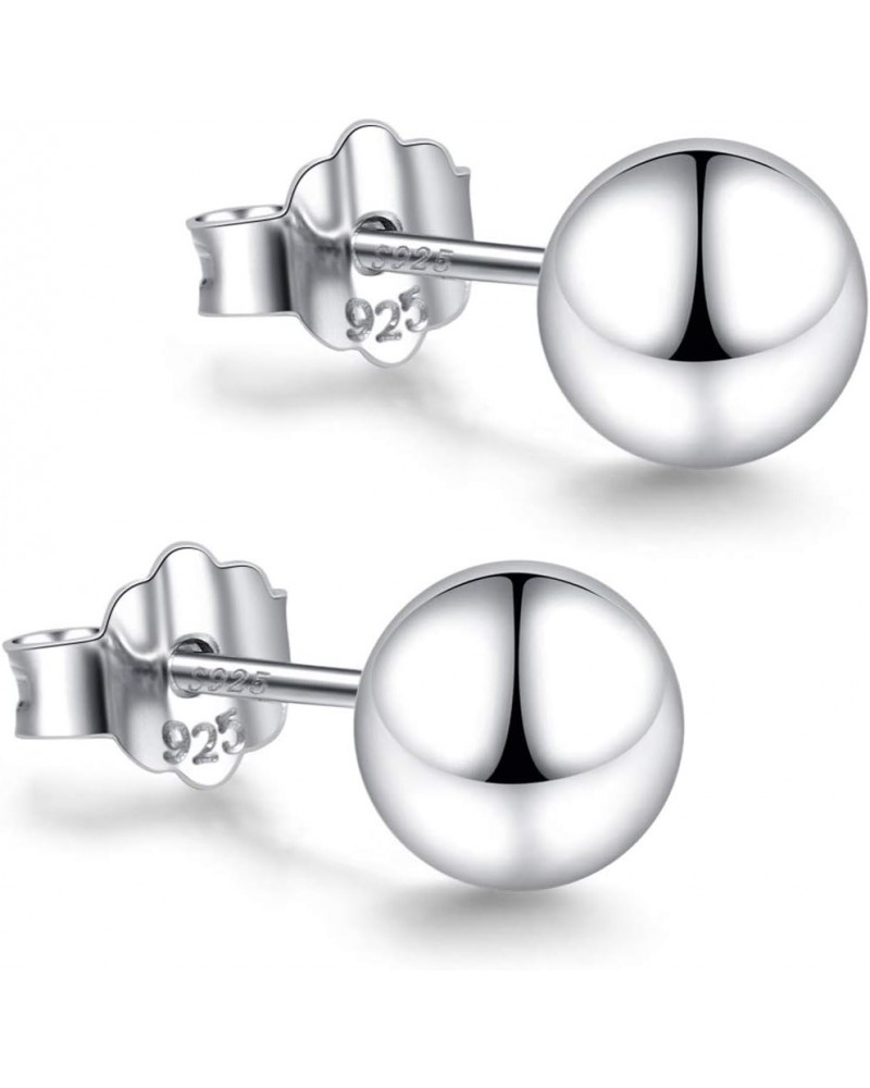 18K White Gold Plated Sterling Silver Ball Stud Earrings 3mm-10mm Options, Simple Polished Ball Studs Hypoallergenic Jewelry ...