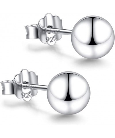 18K White Gold Plated Sterling Silver Ball Stud Earrings 3mm-10mm Options, Simple Polished Ball Studs Hypoallergenic Jewelry ...