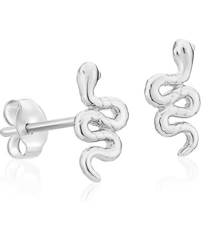 Solid Gold 14k Tiny Snake Stud Earrings White Gold $23.10 Earrings