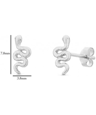 Solid Gold 14k Tiny Snake Stud Earrings White Gold $23.10 Earrings