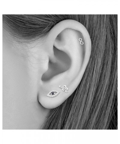 Solid Gold 14k Tiny Snake Stud Earrings White Gold $23.10 Earrings