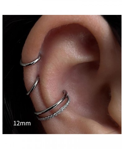 Cartilage Earring Hoop for Conch Helix 16G 8mm 10mm 12mm, ASTM F136 Titanium Piercing jewelry for Women & Men, Body Implant G...