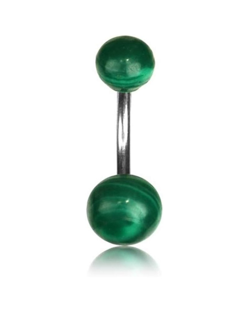 Turquoise or Green Malachite Belly Button Ring Piercing for Women - Navel Belly Button Rings with Surgical Steel Green Malach...