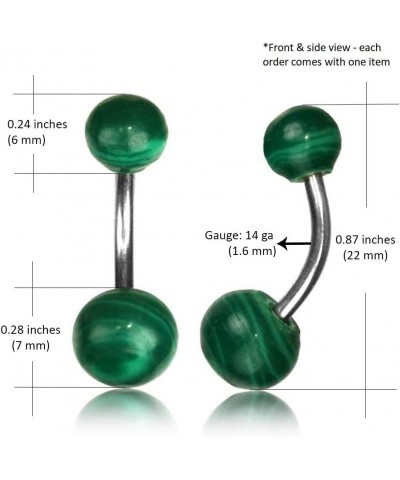 Turquoise or Green Malachite Belly Button Ring Piercing for Women - Navel Belly Button Rings with Surgical Steel Green Malach...