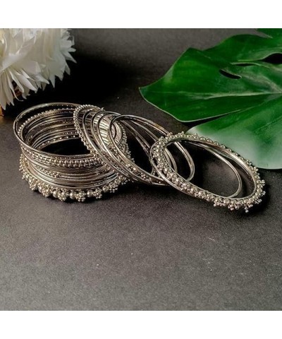 Traditional Antique Bangles Set Fashion Vintage Ethnic Bollywood Stylish Indian Jewelry Gift for Women Girls Silver Set 2 2.6...