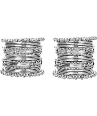 Traditional Antique Bangles Set Fashion Vintage Ethnic Bollywood Stylish Indian Jewelry Gift for Women Girls Silver Set 2 2.6...