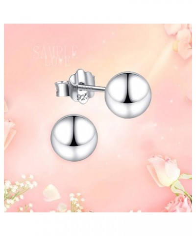 18K White Gold Plated Sterling Silver Ball Stud Earrings 3mm-10mm Options, Simple Polished Ball Studs Hypoallergenic Jewelry ...