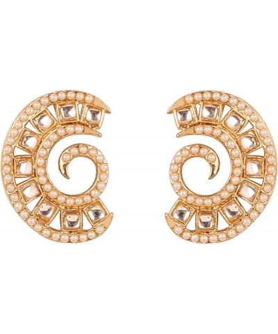 Indian Bollywood Artistic large stud designer Earrings jewelry in Gold or Silver Tone For Women. D477 Gold $11.19 Earrings