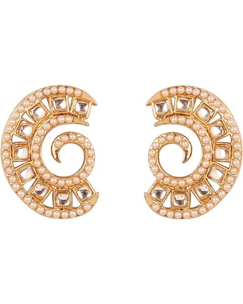 Indian Bollywood Artistic large stud designer Earrings jewelry in Gold or Silver Tone For Women. D477 Gold $11.19 Earrings