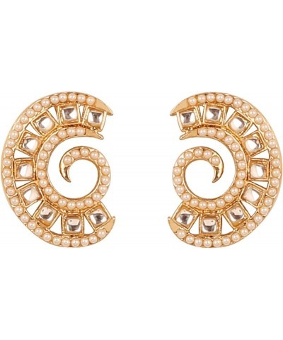 Indian Bollywood Artistic large stud designer Earrings jewelry in Gold or Silver Tone For Women. D477 Gold $11.19 Earrings