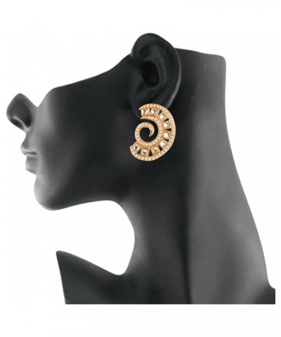 Indian Bollywood Artistic large stud designer Earrings jewelry in Gold or Silver Tone For Women. D477 Gold $11.19 Earrings