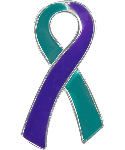 Large Flat Teal & Purple Ribbon Pins – Teal & Purple Ribbon Pins For Suicide and Sexual Assault Awareness, Support Groups, Fu...