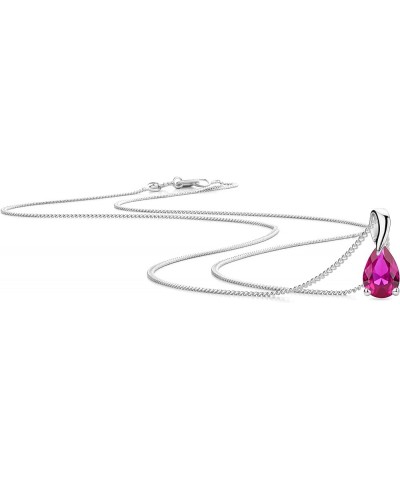 14K 585 White Gold Birthstone Pendant Necklace for Women - 925 Sterling Silver Chain Included - Created Sapphire, Created Eme...