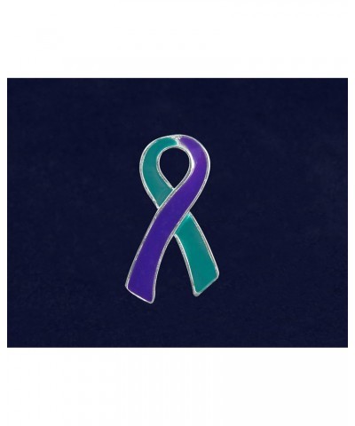 Large Flat Teal & Purple Ribbon Pins – Teal & Purple Ribbon Pins For Suicide and Sexual Assault Awareness, Support Groups, Fu...