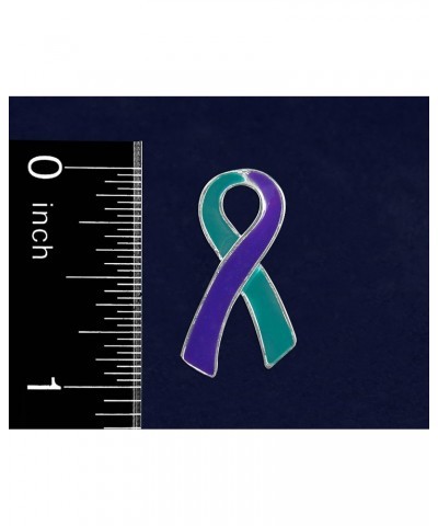 Large Flat Teal & Purple Ribbon Pins – Teal & Purple Ribbon Pins For Suicide and Sexual Assault Awareness, Support Groups, Fu...