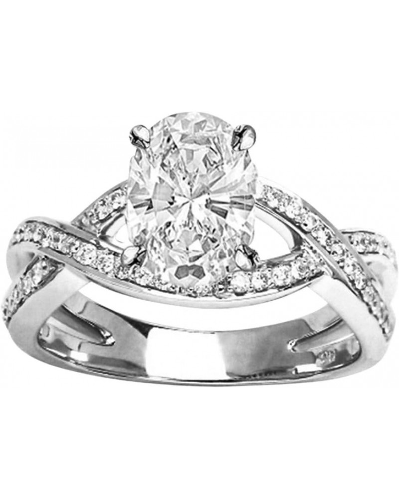 14K White Gold 2.5 Carat LAB GROWN DIAMOND Twsting Split Shank Oval Cut Diamond Engagement Ring (E-F Color VS2-SI1 Clarity 2 ...