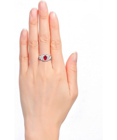 Hugs & Kisses XOXO Ring with 7X5MM Gemstone & Diamonds - Birthstone Jewelry for Women in Sterling Silver, Sizes 5-10 Ruby $45...