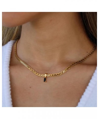 18K Gold Filled Vintage Choker Necklaces for Women Waterproof Gold Choker Necklace Anti Tarnish Gemstone Zircon Rectangle Pen...