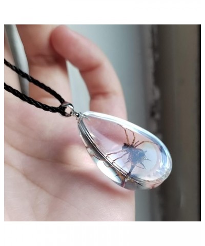 Resin Black Scorpion Necklace for Women Men Real Scorpion Sample Inserted Inside Resin Oval Transparent Pendant Holiday or Bi...