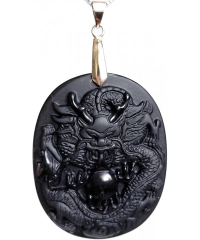 Chinese Zodiac Necklace Pendant Made of Obsidian Gemstone: Horoscope Animal/Sign Amulet Dragon-Lucky $13.05 Pendants