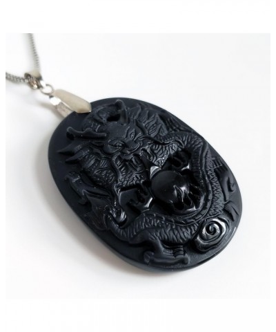 Chinese Zodiac Necklace Pendant Made of Obsidian Gemstone: Horoscope Animal/Sign Amulet Dragon-Lucky $13.05 Pendants