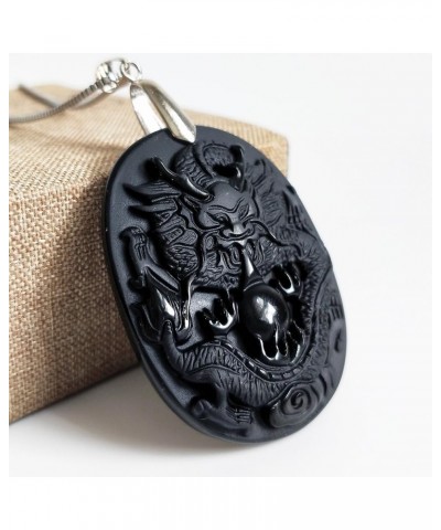 Chinese Zodiac Necklace Pendant Made of Obsidian Gemstone: Horoscope Animal/Sign Amulet Dragon-Lucky $13.05 Pendants