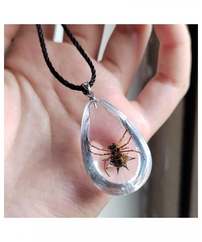 Resin Black Scorpion Necklace for Women Men Real Scorpion Sample Inserted Inside Resin Oval Transparent Pendant Holiday or Bi...