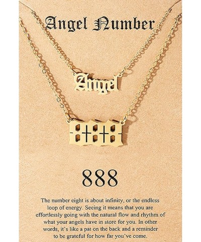 Angel Number Necklace for Women 111 222 333 444 555 666 777 888 999 Necklace Gold Old English Necklace Gold Numerology Jewelr...