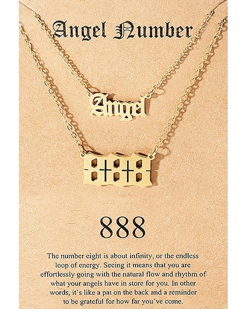 Angel Number Necklace for Women 111 222 333 444 555 666 777 888 999 Necklace Gold Old English Necklace Gold Numerology Jewelr...