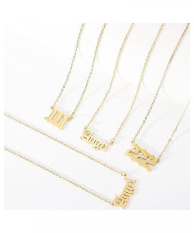 Angel Number Necklace for Women 111 222 333 444 555 666 777 888 999 Necklace Gold Old English Necklace Gold Numerology Jewelr...