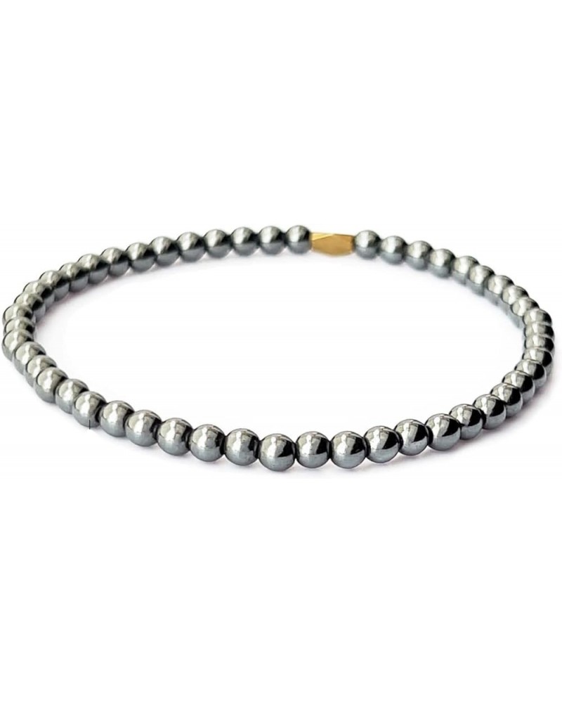 4mm Natural Hematite Beads Healing Stone Beaded Bracelet for Men Women 6.7 Inch $6.48 Bracelets