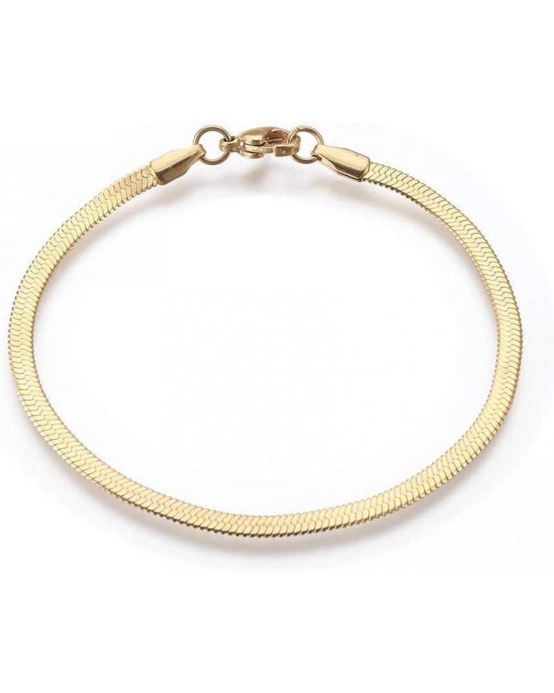 Stainless Steel Herringbone Chain Bracelet Lobster Silver Gold 7.2" 3mm P244 Gold $7.00 Bracelets