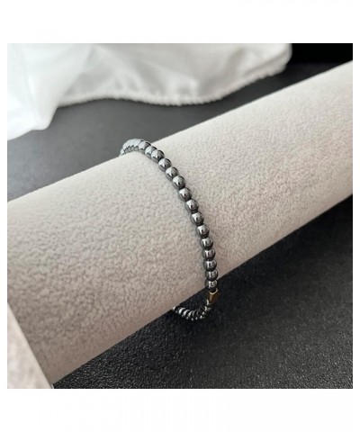 4mm Natural Hematite Beads Healing Stone Beaded Bracelet for Men Women 6.7 Inch $6.48 Bracelets