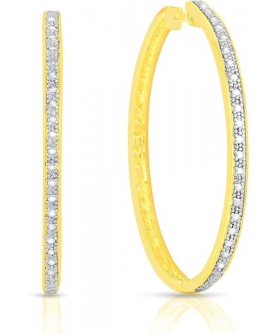 1/4 Cttw Diamond Hoop Earrings for Women in 925 Sterling Silver Color I-J/Clarity I2-I3 Yellow $38.98 Earrings