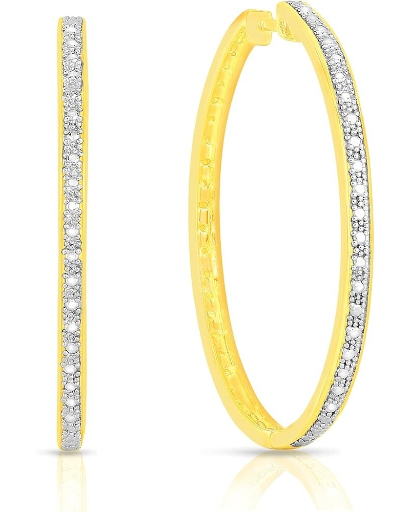 1/4 Cttw Diamond Hoop Earrings for Women in 925 Sterling Silver Color I-J/Clarity I2-I3 Yellow $38.98 Earrings