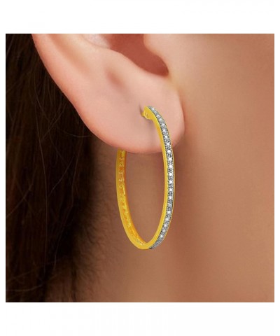 1/4 Cttw Diamond Hoop Earrings for Women in 925 Sterling Silver Color I-J/Clarity I2-I3 Yellow $38.98 Earrings