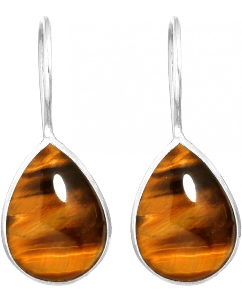 925 Sterling Silver Statement Fixed Wire Earring for Women Pear Gemstone Handmade Jewelry for Gift (98561_E) Tiger Eye $18.09...