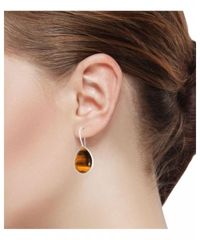 925 Sterling Silver Statement Fixed Wire Earring for Women Pear Gemstone Handmade Jewelry for Gift (98561_E) Tiger Eye $18.09...