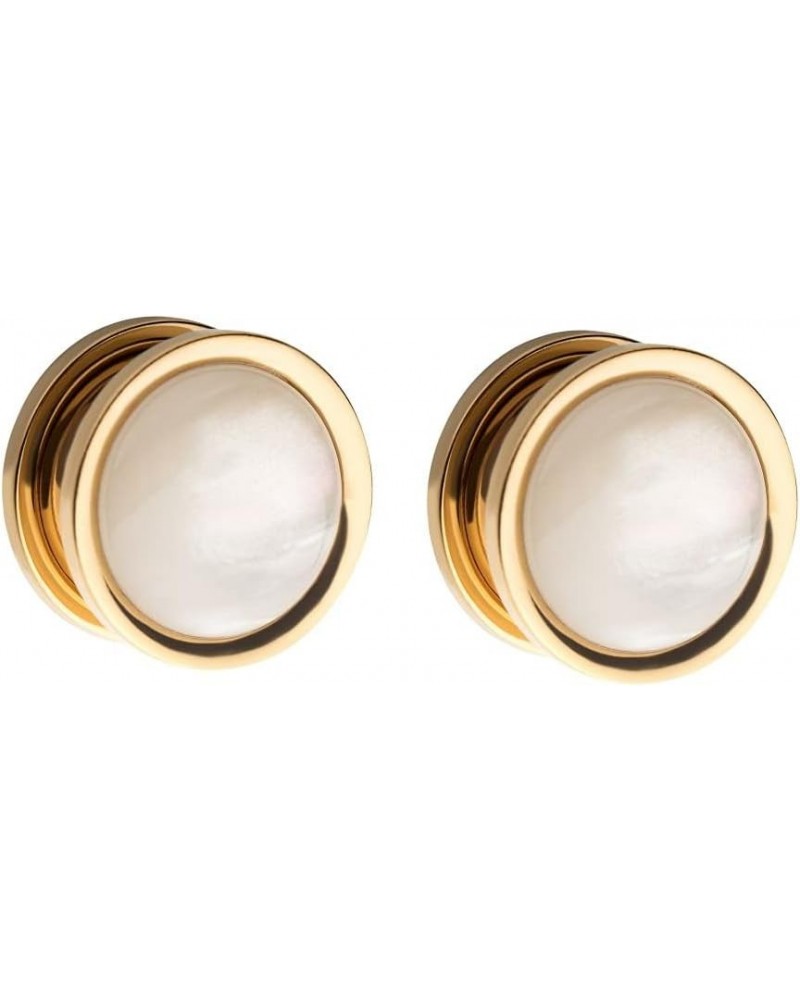 Golden Rim with Large White Synthetic Pearl Stone Screw Fit Plug Gauges, Sold as a Pair 11.2mm (7/16") $8.81 Body Jewelry