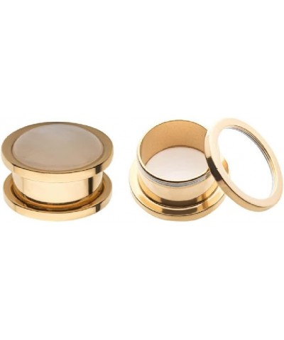 Golden Rim with Large White Synthetic Pearl Stone Screw Fit Plug Gauges, Sold as a Pair 11.2mm (7/16") $8.81 Body Jewelry