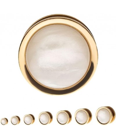 Golden Rim with Large White Synthetic Pearl Stone Screw Fit Plug Gauges, Sold as a Pair 11.2mm (7/16") $8.81 Body Jewelry