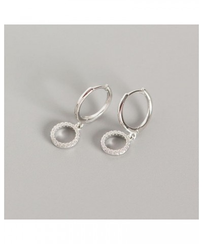 CZ Round Circle Hoop Earrings Cute Dangle Drop Earrings for Women Girls 925 Sterling Silver Hypoallergenic Huggie Hoops Carti...